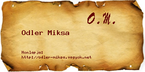 Odler Miksa névjegykártya